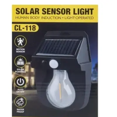 Applique solaire extérieure CL-118 avec détecteur de mouvement et ampoule LED