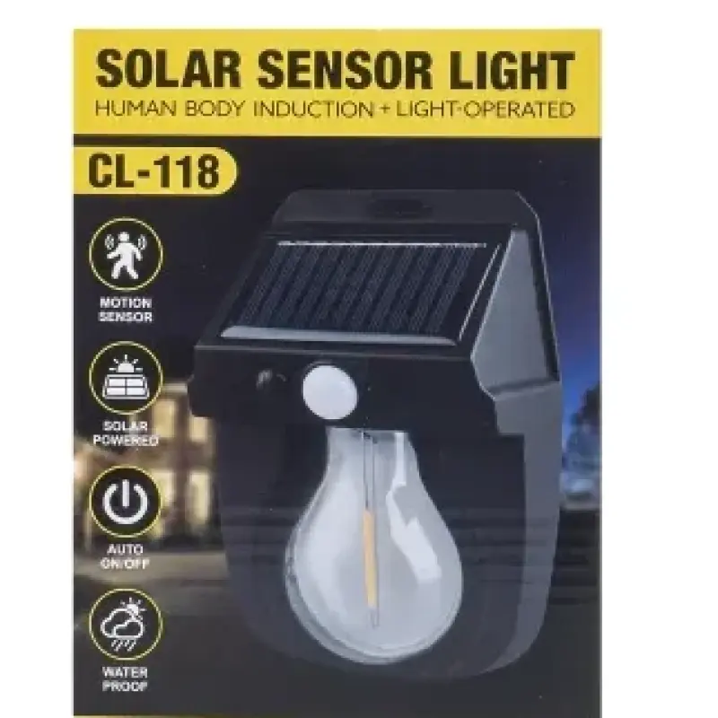 Applique solaire extérieure CL-118 avec détecteur de mouvement et ampoule LED