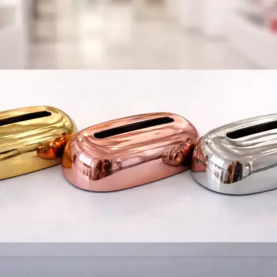 Boîte à mouchoirs décorative en finition métallisée brillante – or ou argent