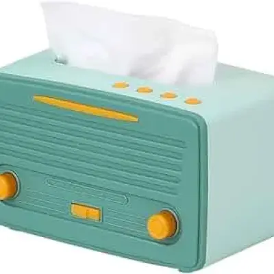 Boîte à mouchoirs décorative style radio rétro pour table et bureau