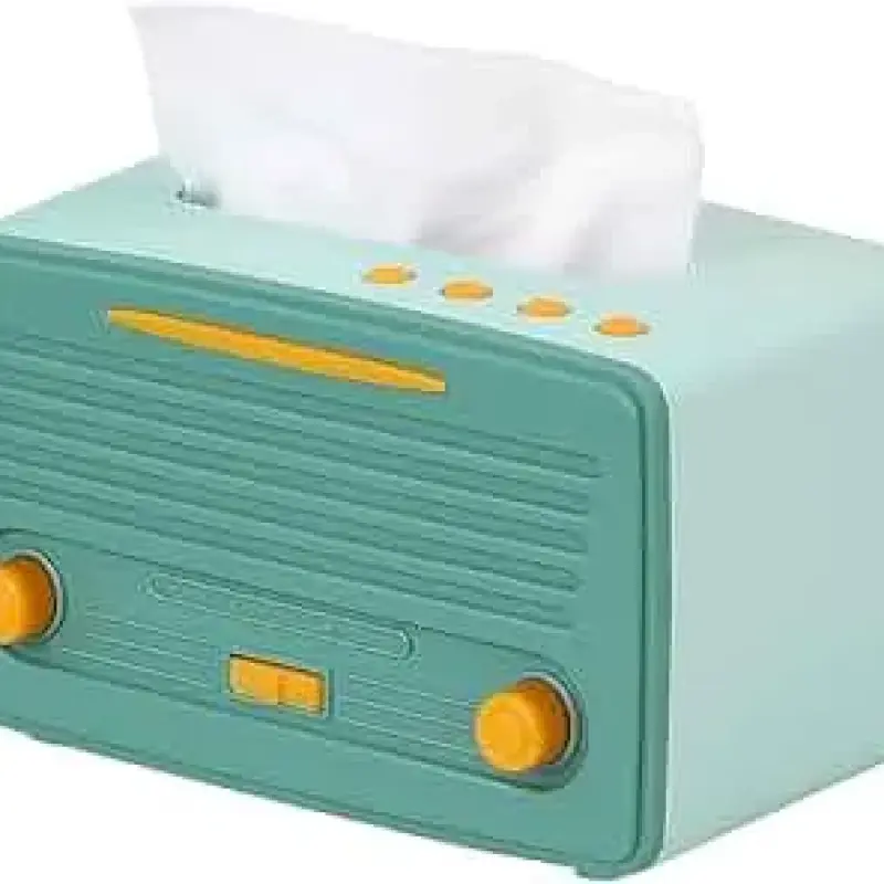Boîte à mouchoirs décorative style radio rétro pour table et bureau