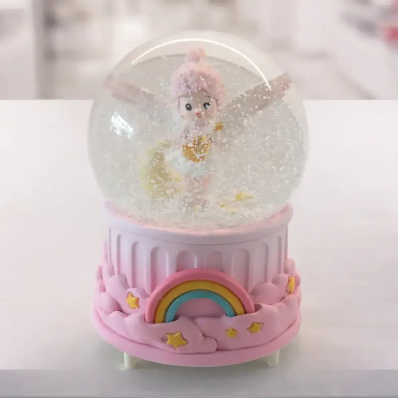 Boule décorative avec licorne et arc-en-ciel rose-bleu pastel