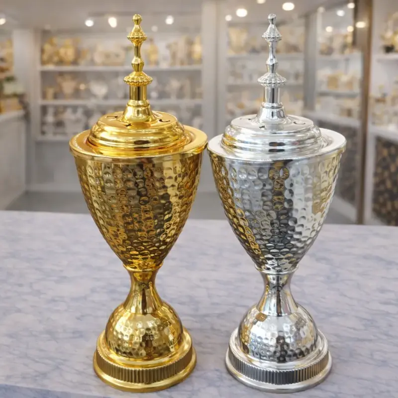 Brûleur d’encens décoratif en métal martelé – Finition dorée ou argentée pour bakhoor