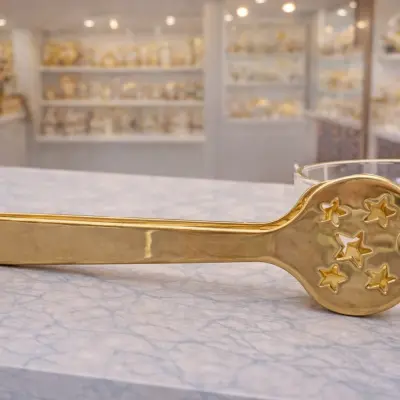 Cuillère décorative en métal doré – Accessoire élégant pour service et décoration