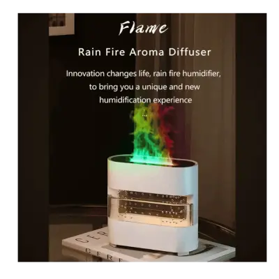 Diffuseur d’arôme Rain Fire avec effet flamme et éclairage LED multicolore
