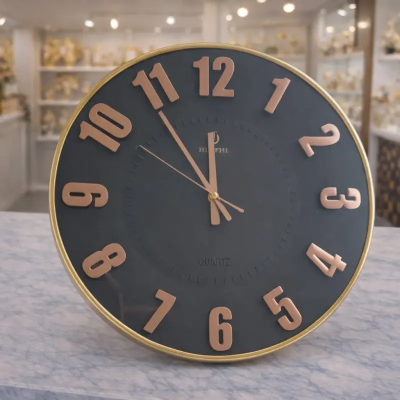 Horloge murale moderne noire et dorée – Design élégant pour décoration intérieure