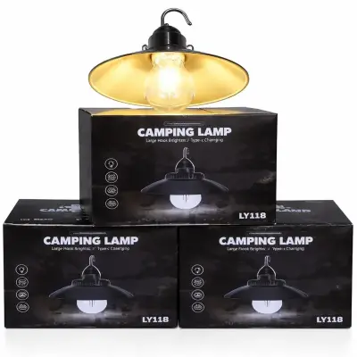 Lampe de camping suspendue à large éclairage avec ampoule décorative