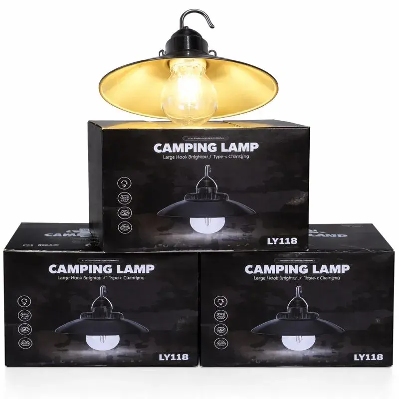Lampe de camping suspendue à large éclairage avec ampoule décorative