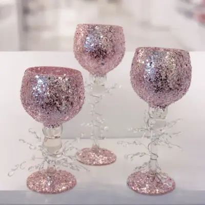 Lot de verres décoratifs à effet cristal pailleté