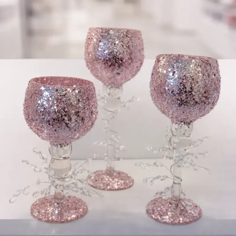 Lot de verres décoratifs à effet cristal pailleté