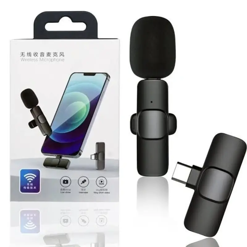 Microphone sans fil K9 pour smartphone avec double micro et récepteur USB