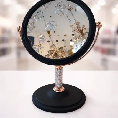 Miroir cosmétique de table rond avec pied élégant