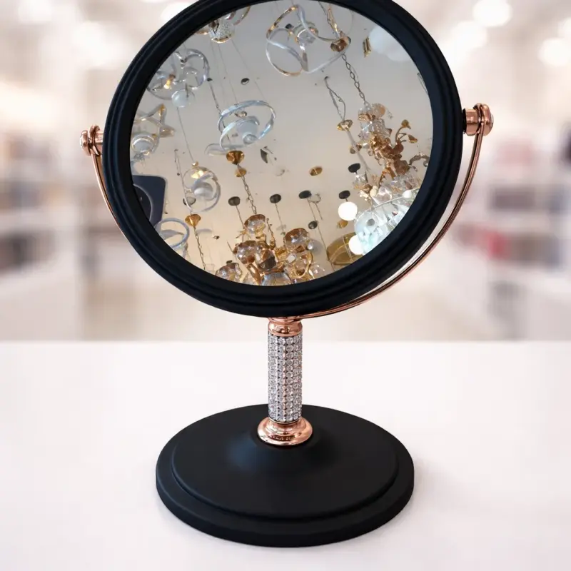 Miroir cosmétique de table rond avec pied élégant