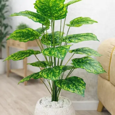Plante artificielle décorative feuillage tropical en pot design – hauteur 1,15 m