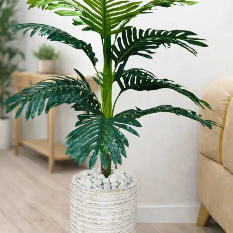 Plante artificielle décorative verte avec pot – Hauteur 1,15 m