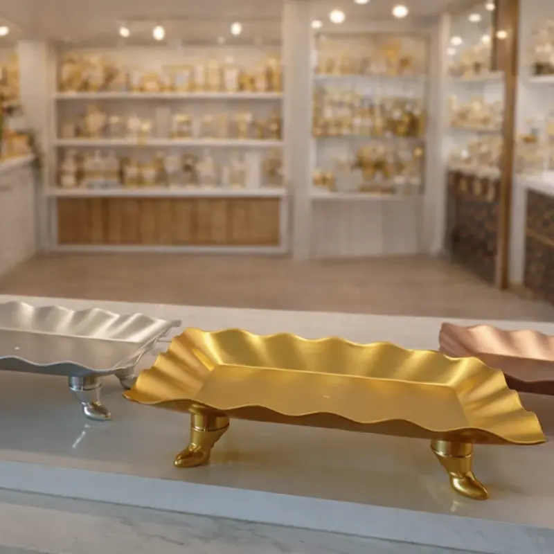 Plateau de présentation en métal décoratif – Présentoir élégant pour gâteaux et desserts