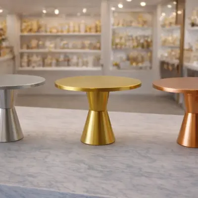 Présentoir rond en métal sur pied – Plateau décoratif élégant pour gâteaux et desserts
