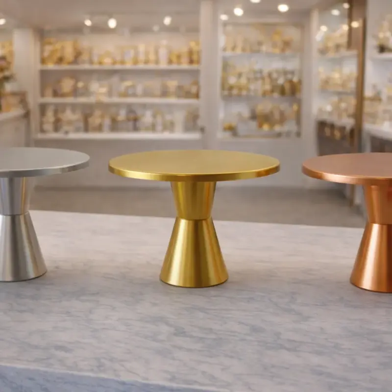 Présentoir rond en métal sur pied – Plateau décoratif élégant pour gâteaux et desserts