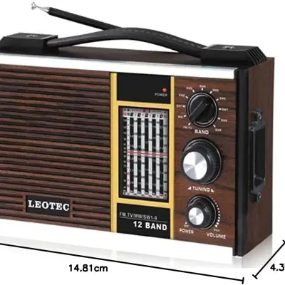 Radio portable LEOTEC vintage rechargeable avec haut-parleur intégré