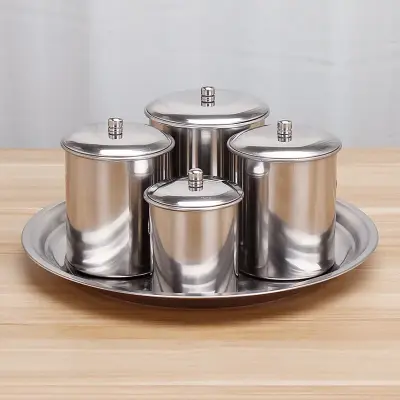 Service à thé arabe 12 pièces en acier inoxydable avec plateau